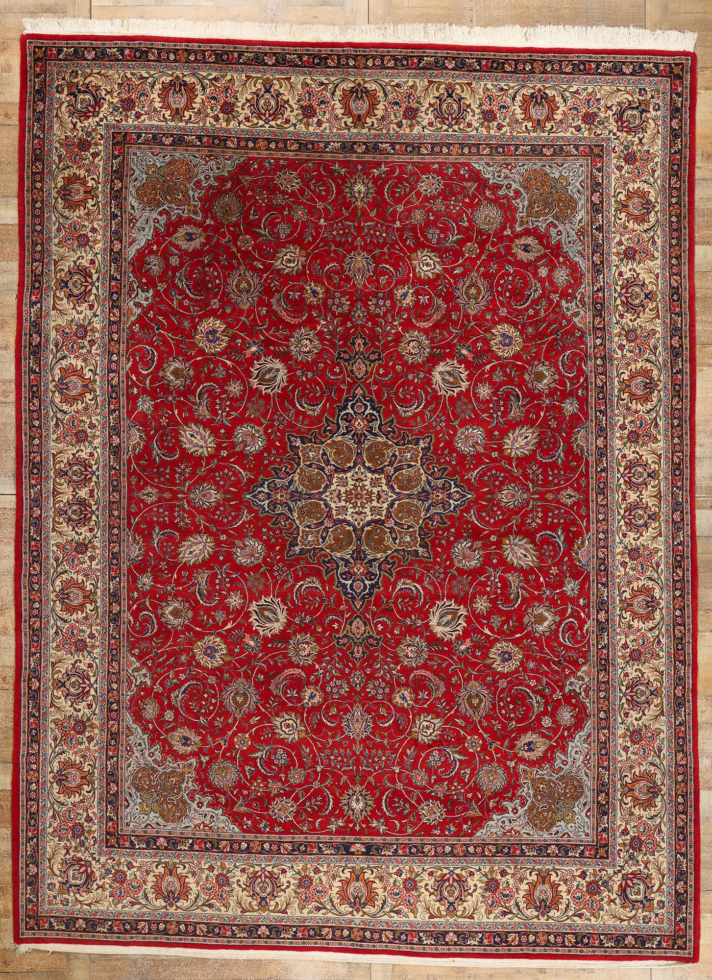 10 x 13 Vintage Red Persian Kashan Rug 78700