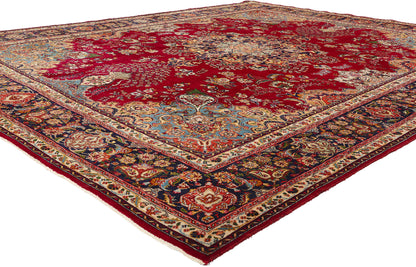 10 x 13 Vintage Red Persian Tabriz Rug 78814