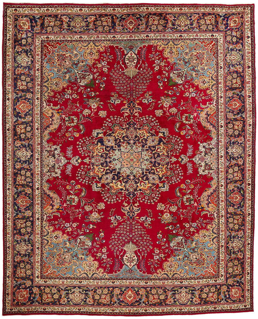 10 x 13 Vintage Red Persian Tabriz Rug 78814