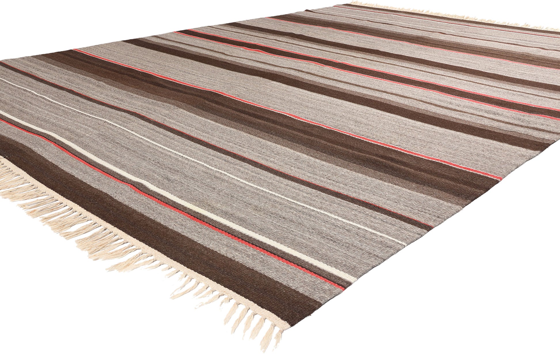8 x 12 Antique Rio Grande Chimayo Banded Blanket Rug 78808