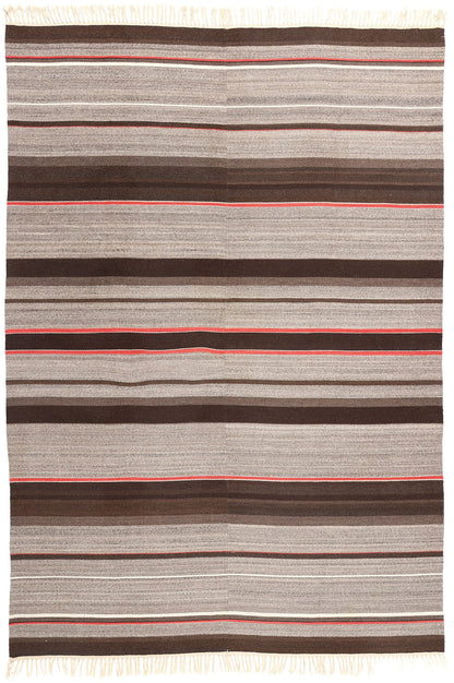8 x 12 Antique Rio Grande Chimayo Banded Blanket Rug 78808