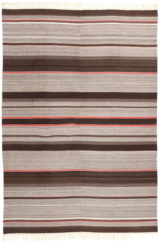 8 x 12 Antique Rio Grande Chimayo Banded Blanket Rug 78808
