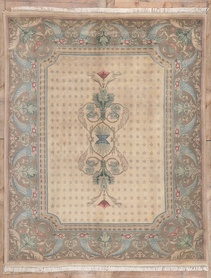 8 x 10 Vintage Indian Savonnerie Rug 74753