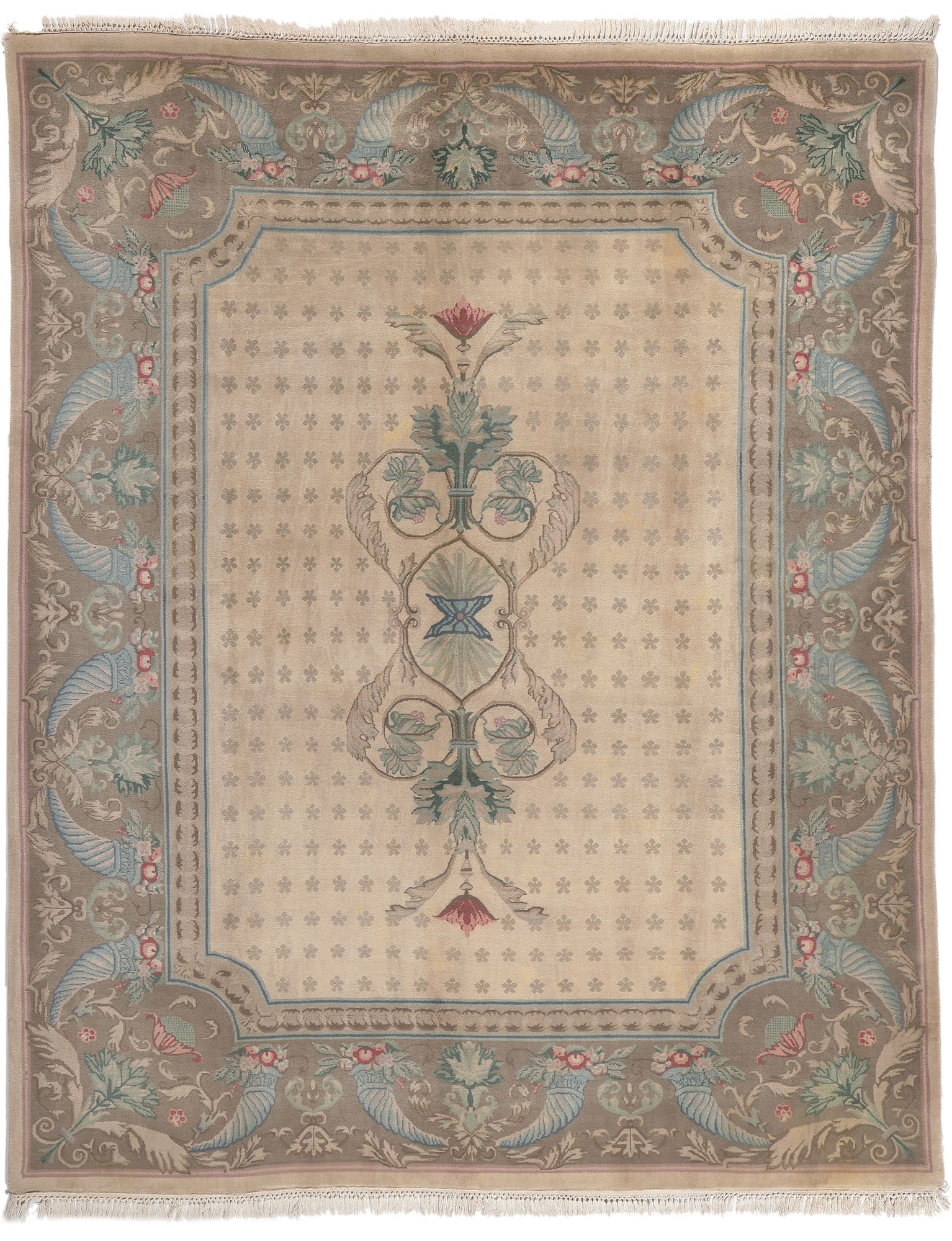 8 x 10 Vintage Indian Savonnerie Rug 74753