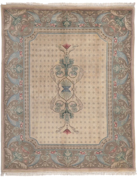 8 x 10 Vintage Indian Savonnerie Rug 74753