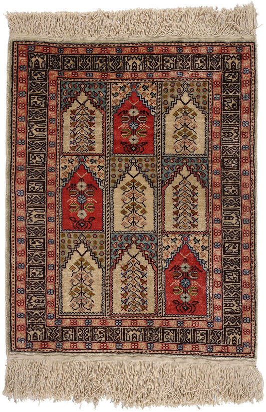 2 x 3 Vintage Turkish Silk Hereke Rug 78734