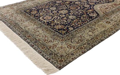 4 x 6 Vintage Turkish Silk Hereke Prayer Rug 77218