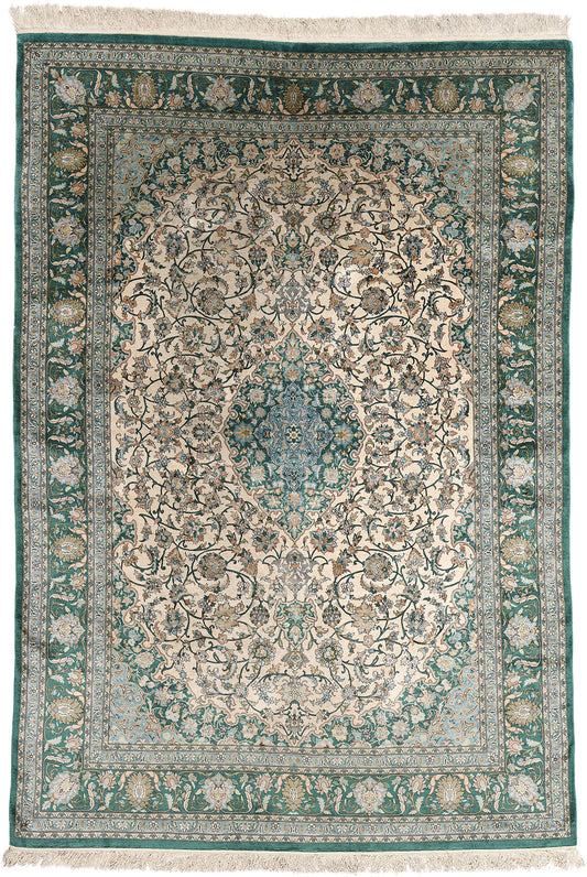 7 x 10 Vintage Turkish Silk Hereke Rug 77246