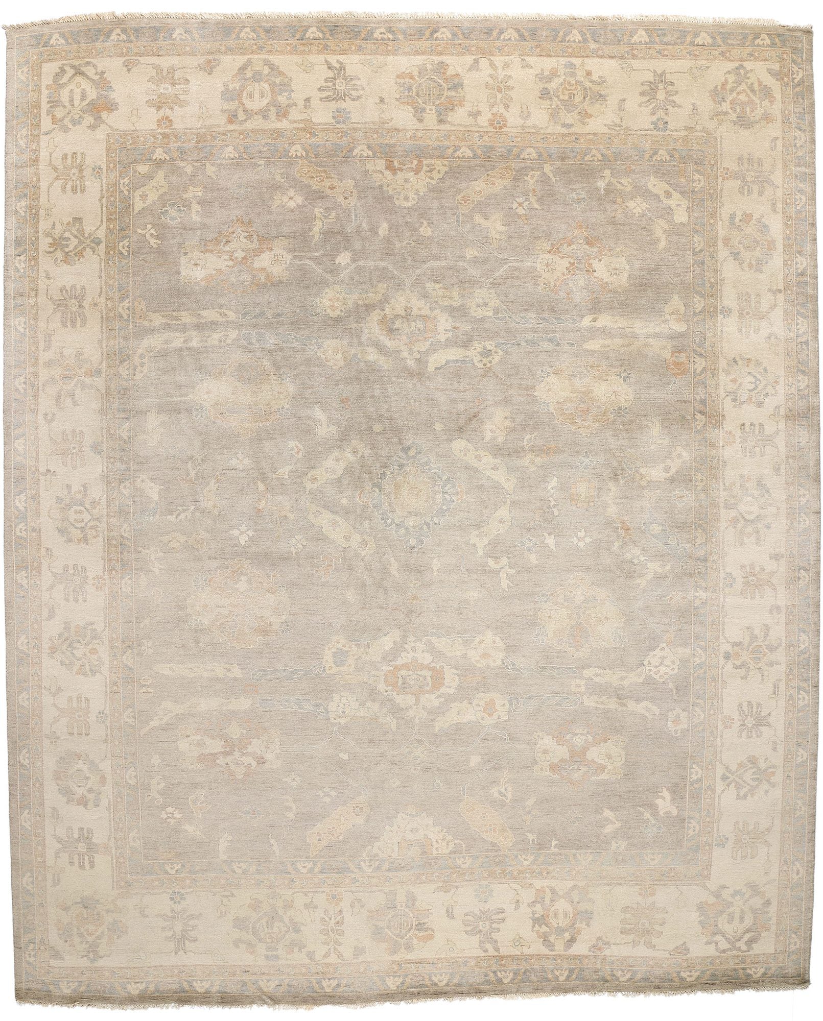 12 x 15 Vintage-Inspired Modern Gray Oushak Rug 31076