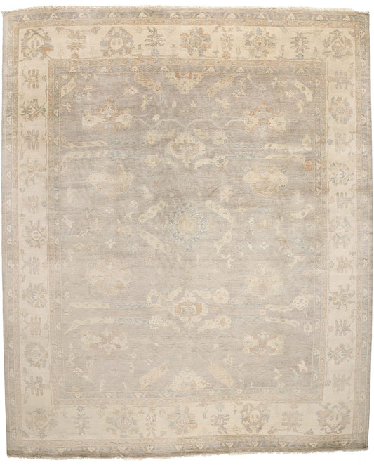 12 x 15 Vintage-Inspired Modern Gray Oushak Rug 31076