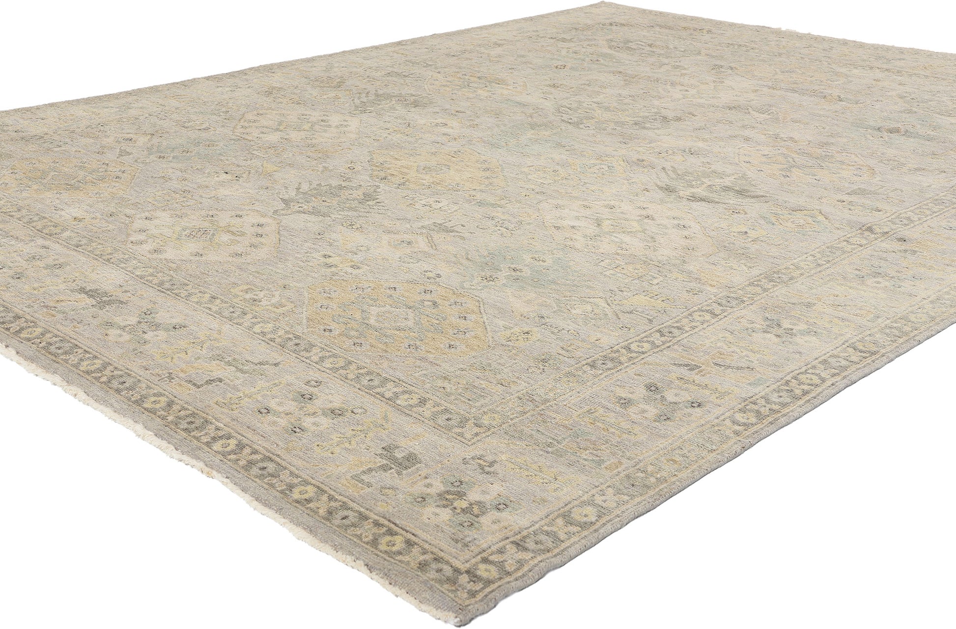 7 x 10 Vintage-Inspired Modern Gray Oushak Rug 31068