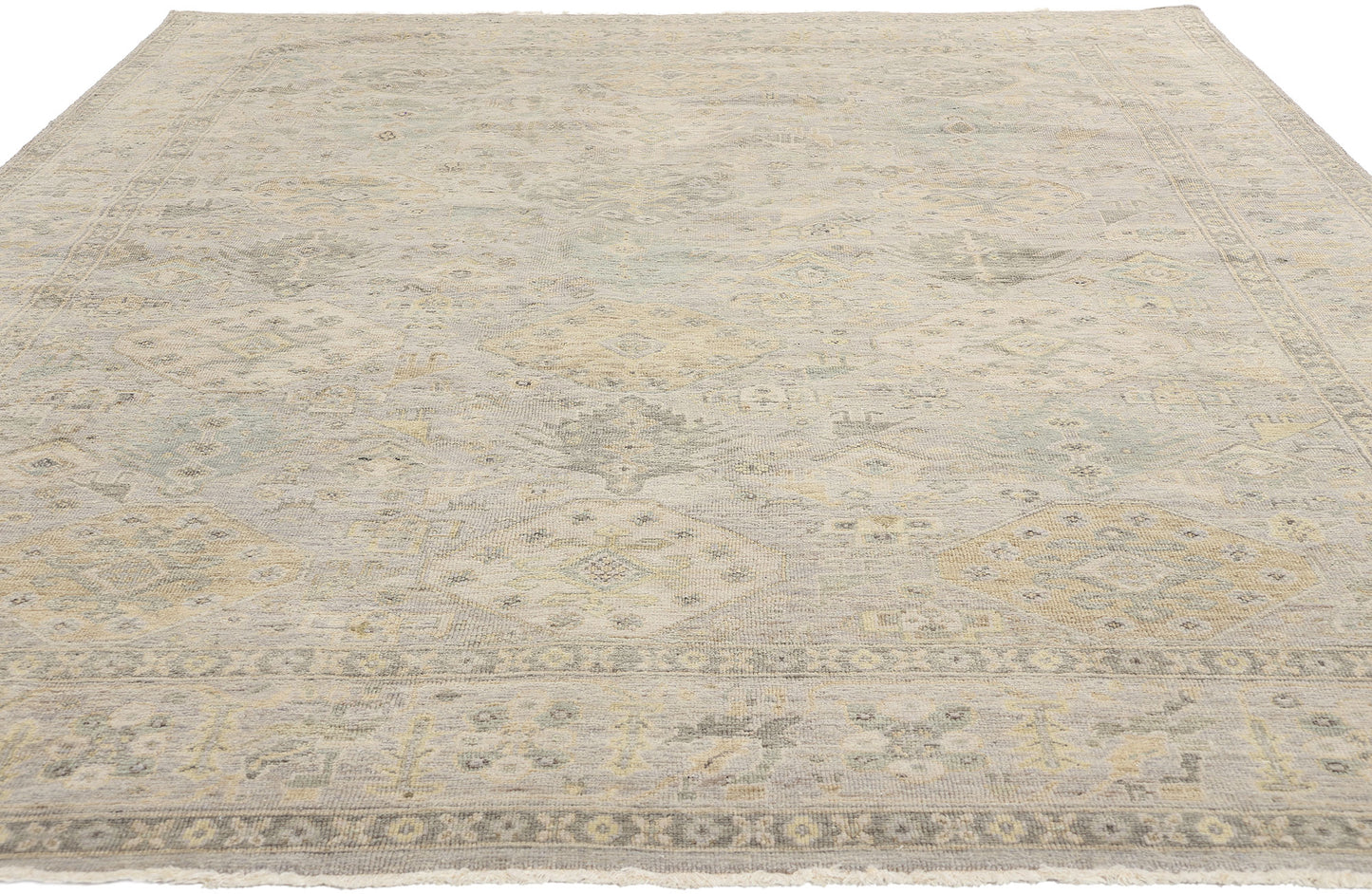 7 x 10 Vintage-Inspired Modern Gray Oushak Rug 31068