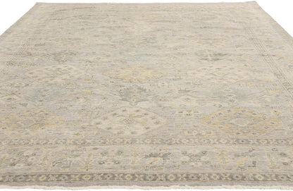 7 x 10 Vintage-Inspired Modern Gray Oushak Rug 31068