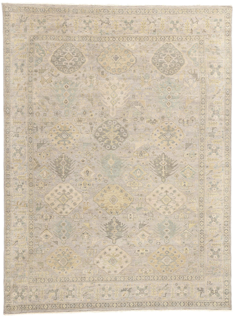 7 x 10 Vintage-Inspired Modern Gray Oushak Rug 31068