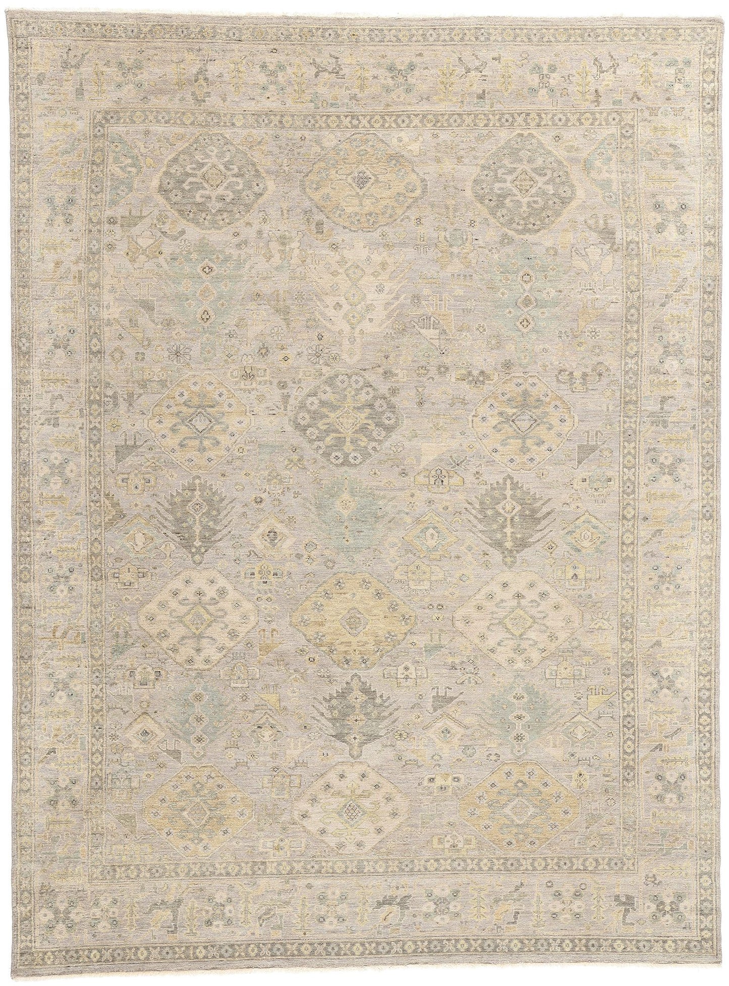 7 x 10 Vintage-Inspired Modern Gray Oushak Rug 31068