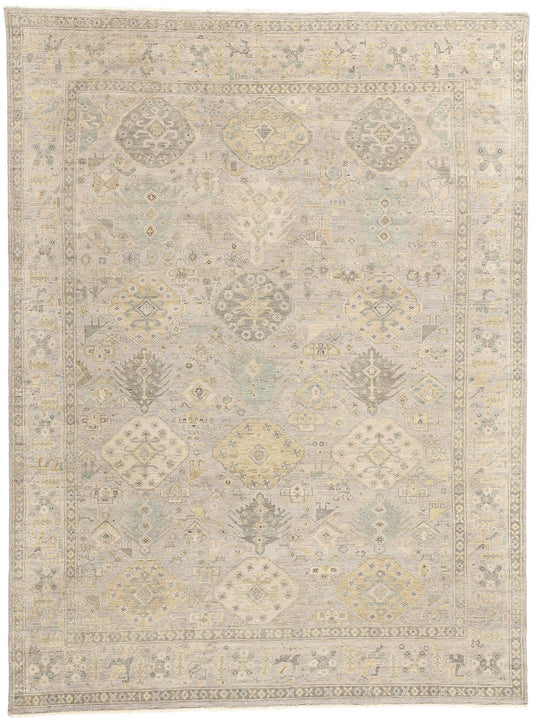 7 x 10 Vintage-Inspired Modern Gray Oushak Rug 31068