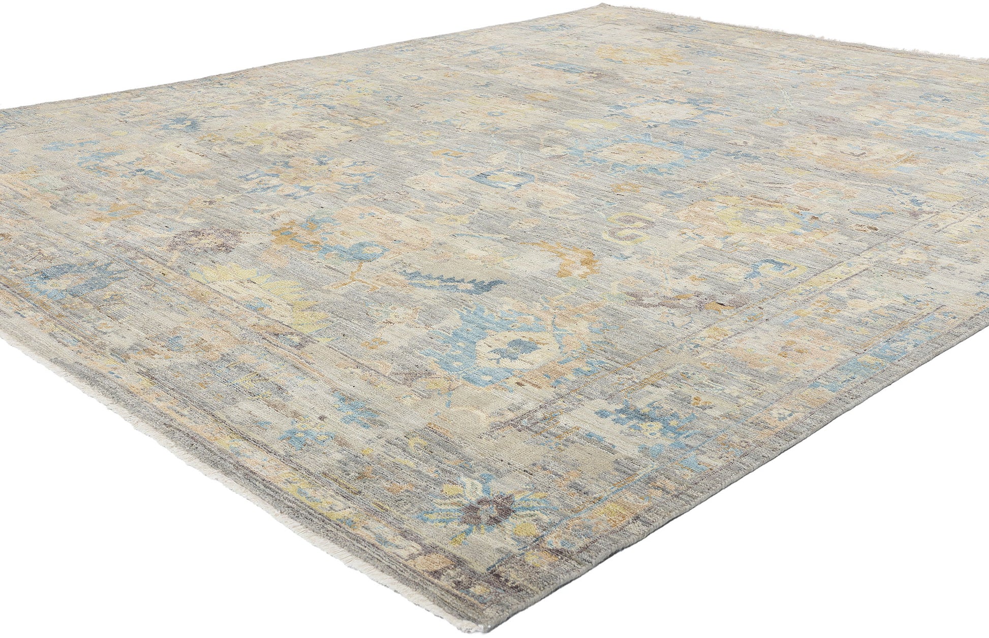 8 x 10 Vintage-Inspired Modern Gray Oushak Rug 31064