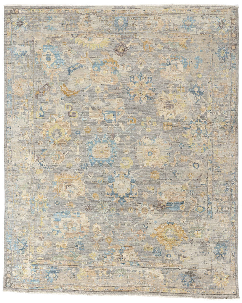 8 x 10 Vintage-Inspired Modern Gray Oushak Rug 31064