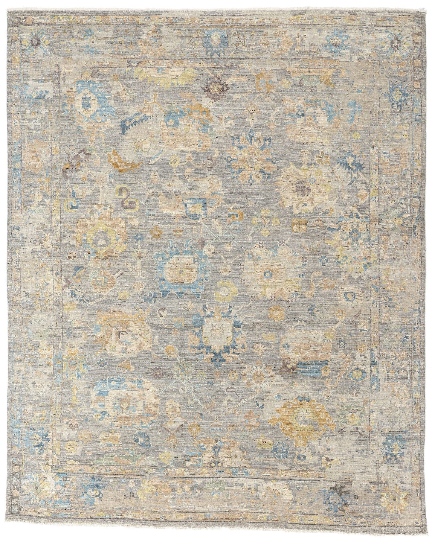 8 x 10 Vintage-Inspired Modern Gray Oushak Rug 31064