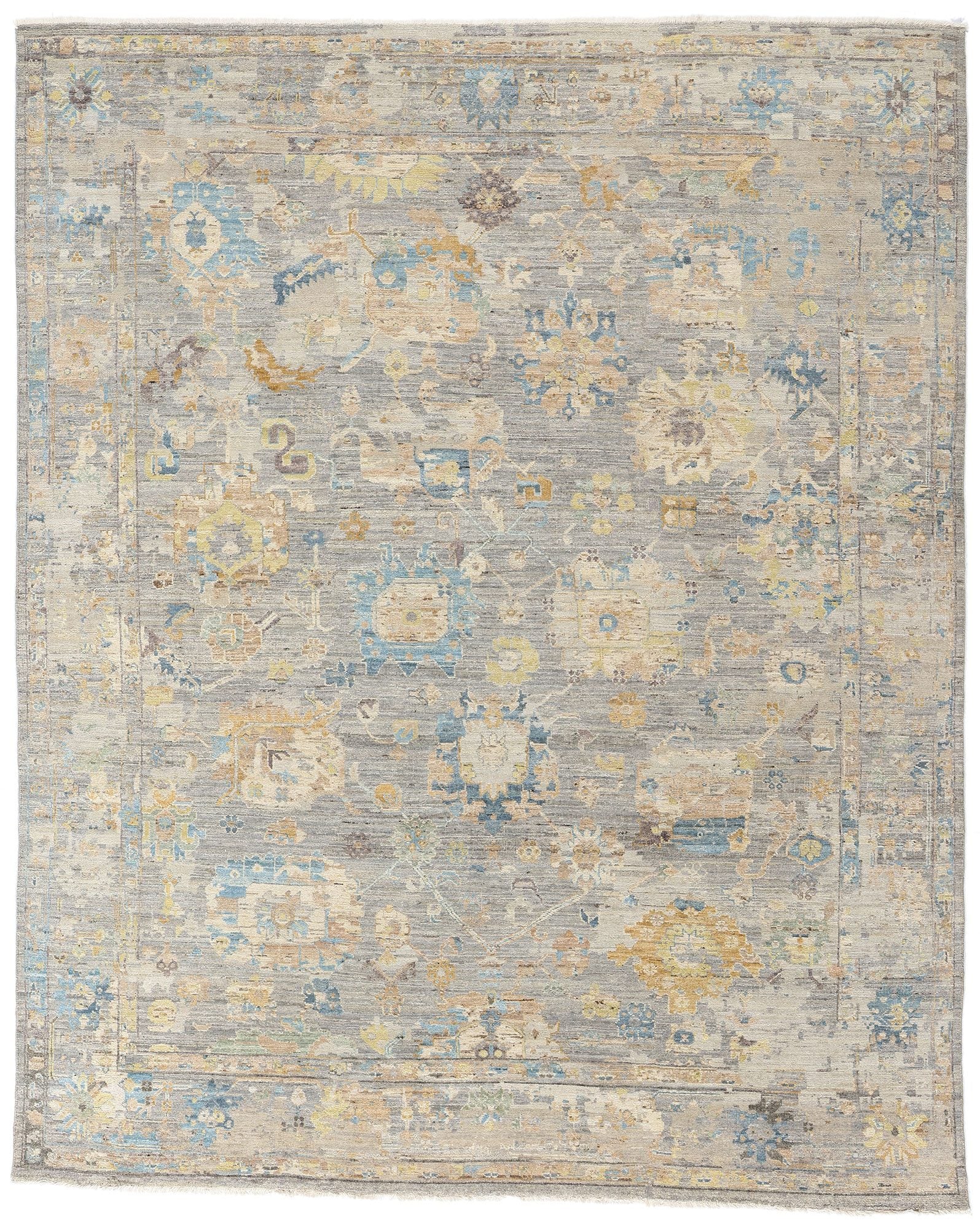 8 x 10 Vintage-Inspired Modern Gray Oushak Rug 31064