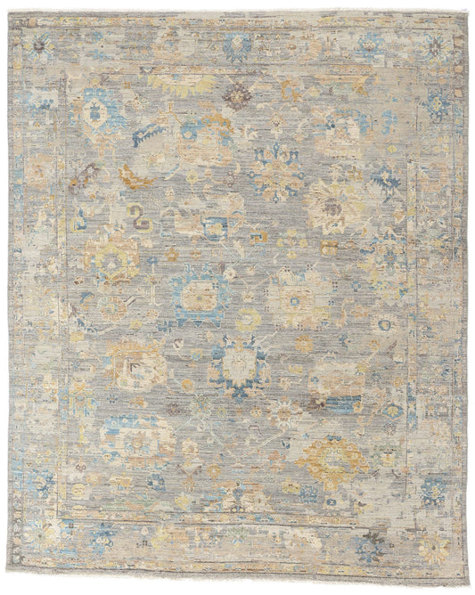 8 x 10 Vintage-Inspired Modern Gray Oushak Rug 31064