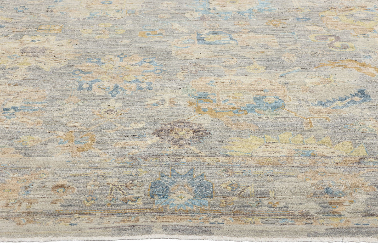 8 x 10 Vintage-Inspired Modern Gray Oushak Rug 31064