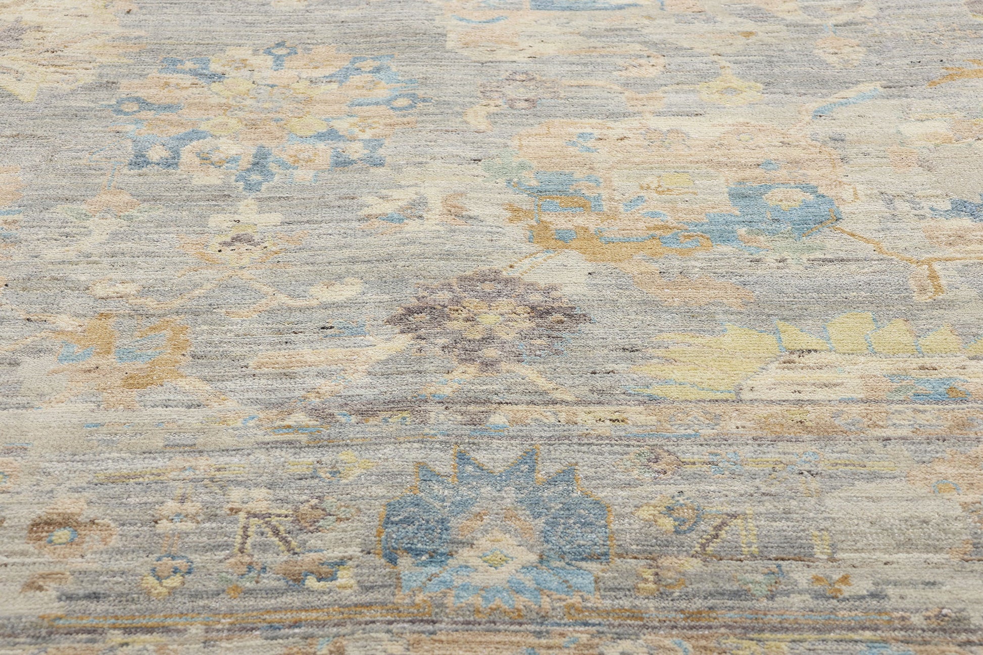 8 x 10 Vintage-Inspired Modern Gray Oushak Rug 31064