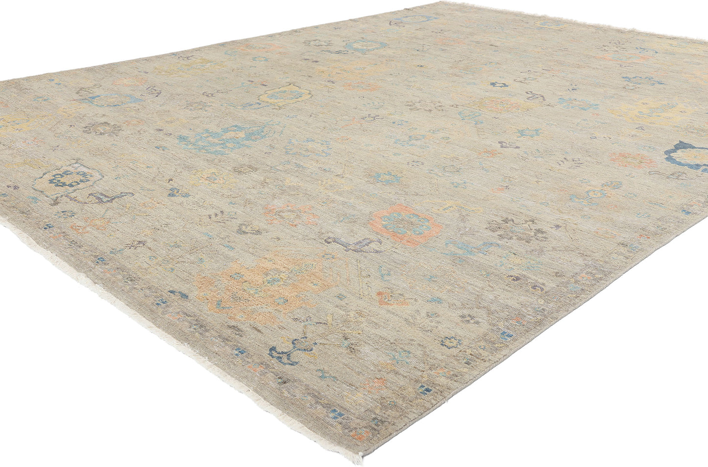 8 x 10 Vintage-Inspired Modern Gray Oushak Rug 31067