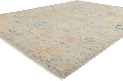 8 x 10 Vintage-Inspired Modern Gray Oushak Rug 31067