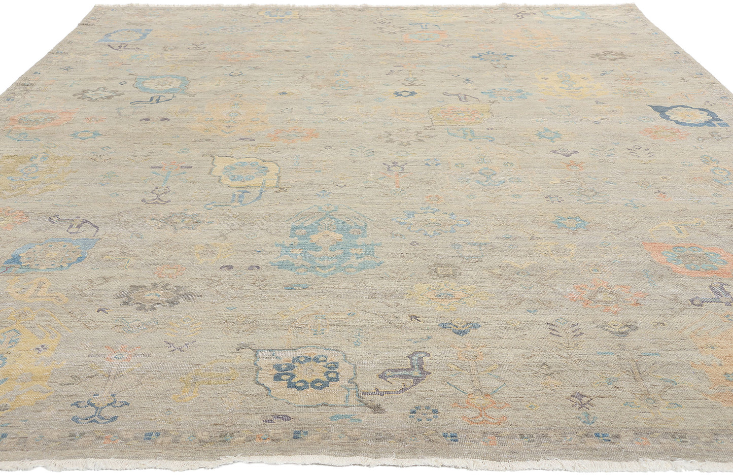 8 x 10 Vintage-Inspired Modern Gray Oushak Rug 31067