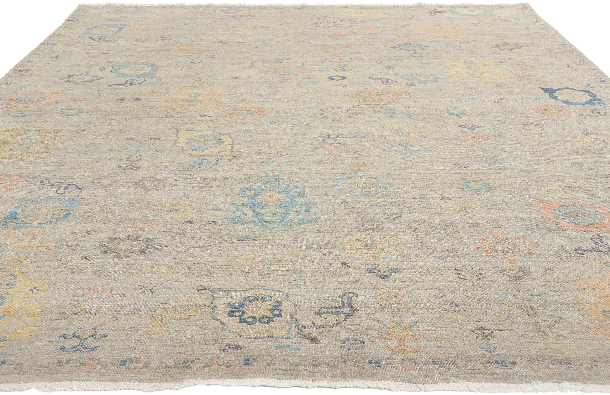 8 x 10 Vintage-Inspired Modern Gray Oushak Rug 31067