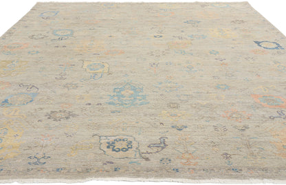 8 x 10 Vintage-Inspired Modern Gray Oushak Rug 31067
