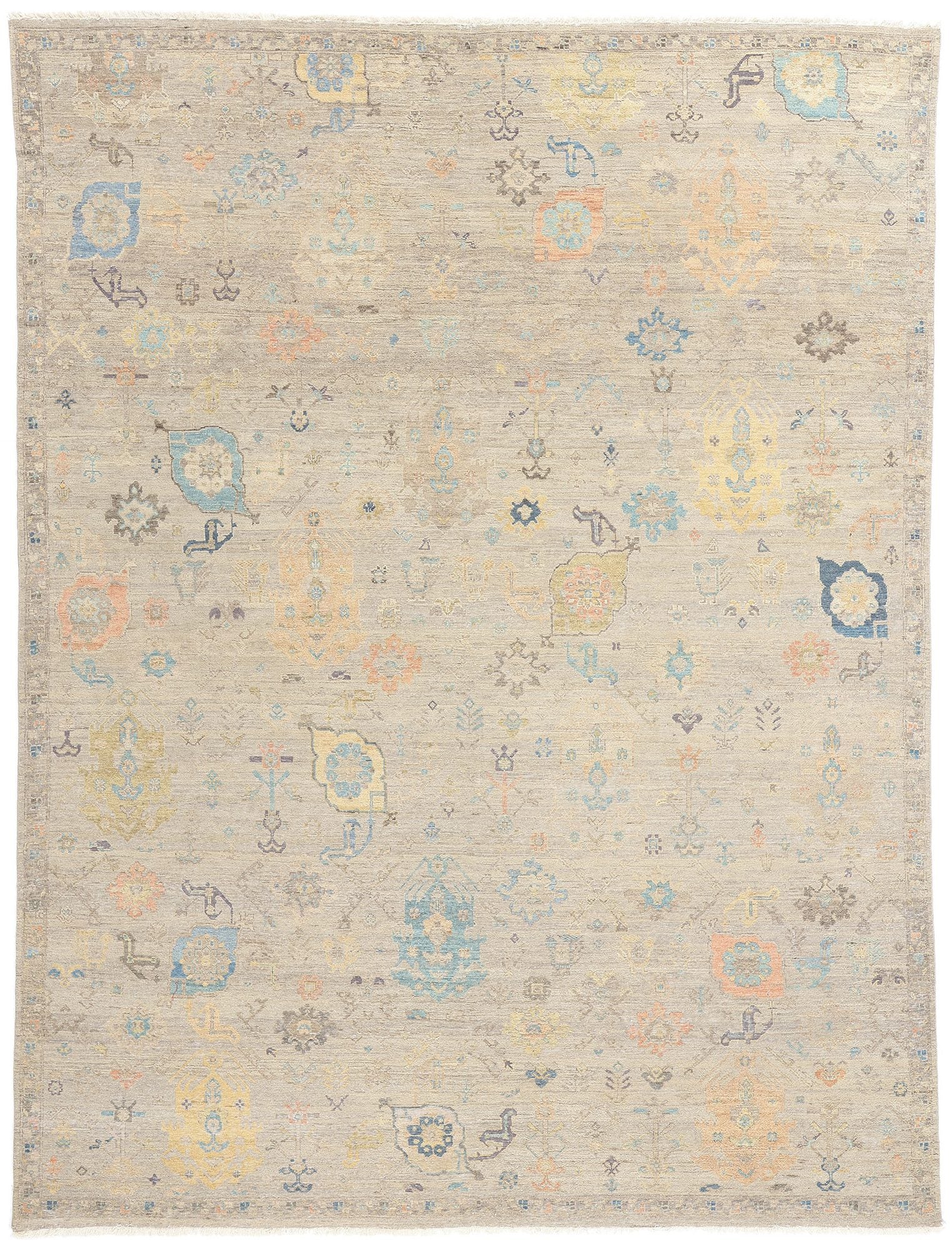 8 x 10 Vintage-Inspired Modern Gray Oushak Rug 31067