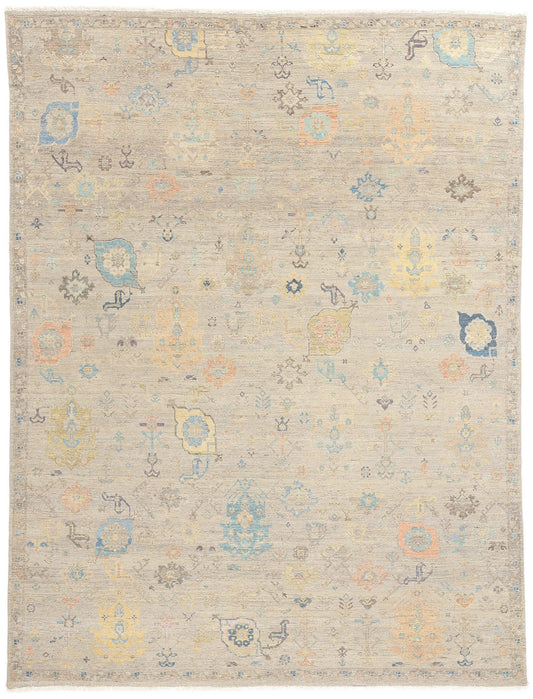 8 x 10 Vintage-Inspired Modern Gray Oushak Rug 31067