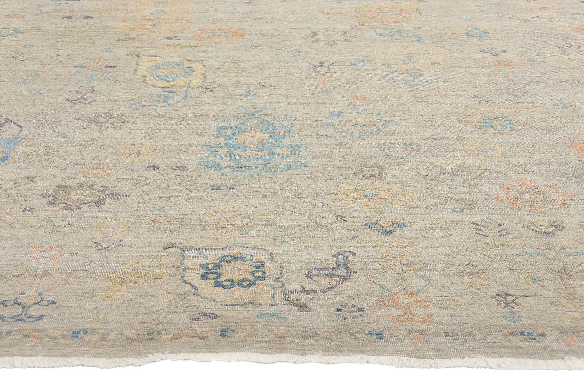 8 x 10 Vintage-Inspired Modern Gray Oushak Rug 31067