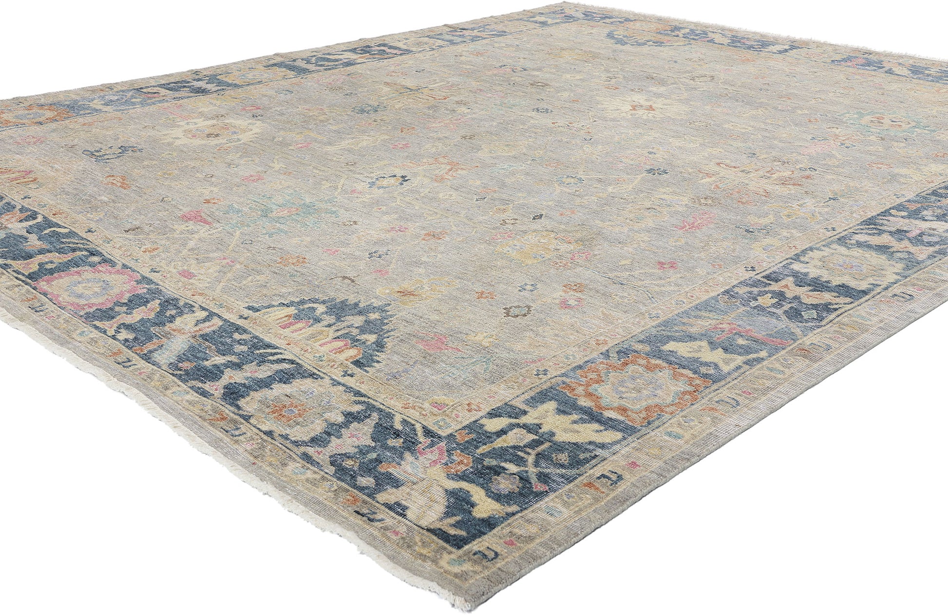 8 x 10 Vintage-Inspired Modern Gray Oushak Rug 31066