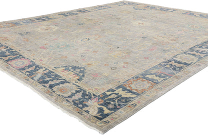 8 x 10 Vintage-Inspired Modern Gray Oushak Rug 31066