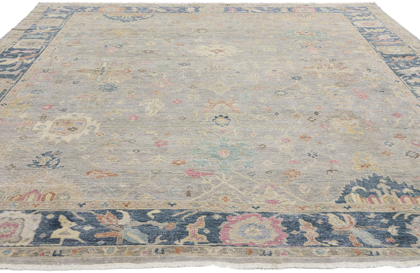 8 x 10 Vintage-Inspired Modern Gray Oushak Rug 31066