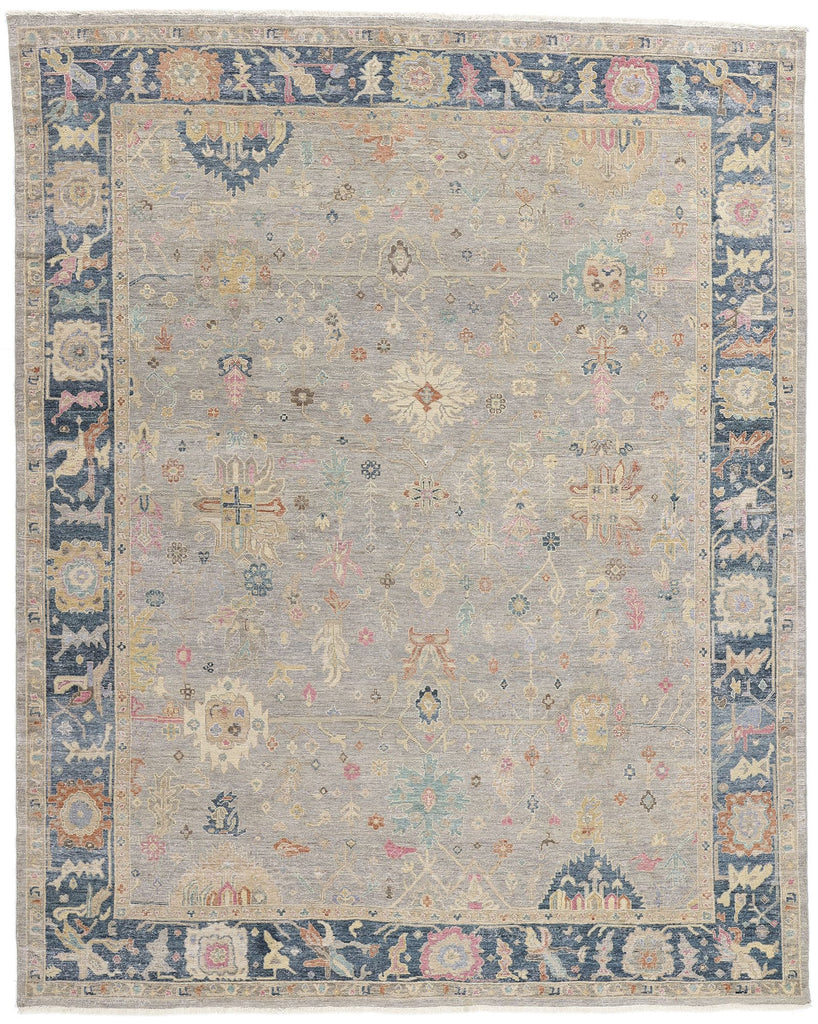 8 x 10 Vintage-Inspired Modern Gray Oushak Rug 31066