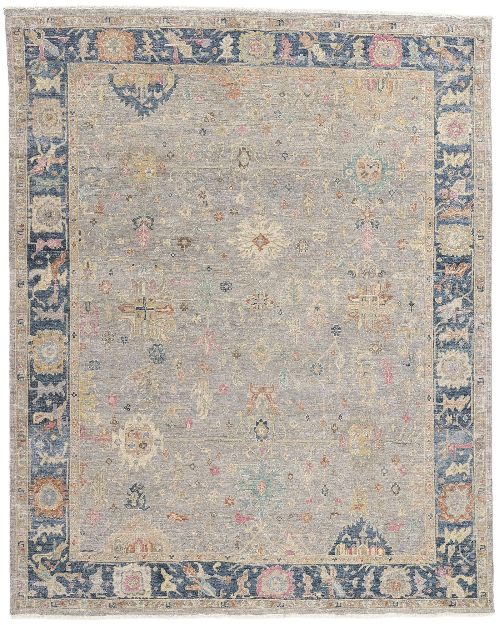 8 x 10 Vintage-Inspired Modern Gray Oushak Rug 31066
