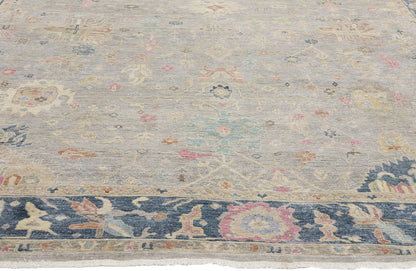8 x 10 Vintage-Inspired Modern Gray Oushak Rug 31066