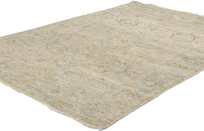 4 x 6 Vintage-Inspired Modern Earth-Tone Oushak Rug 31071