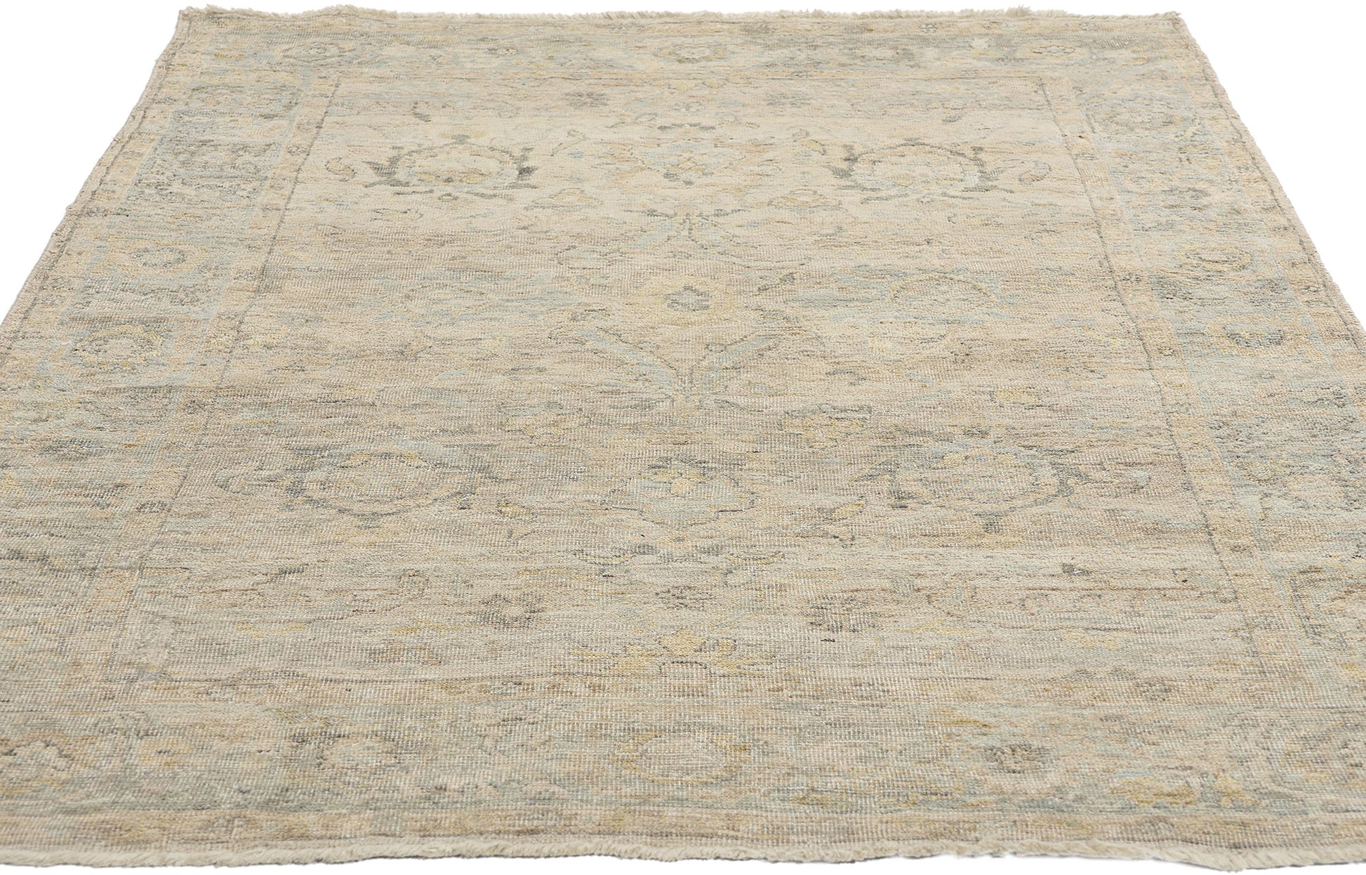4 x 6 Vintage-Inspired Modern Earth-Tone Oushak Rug 31071
