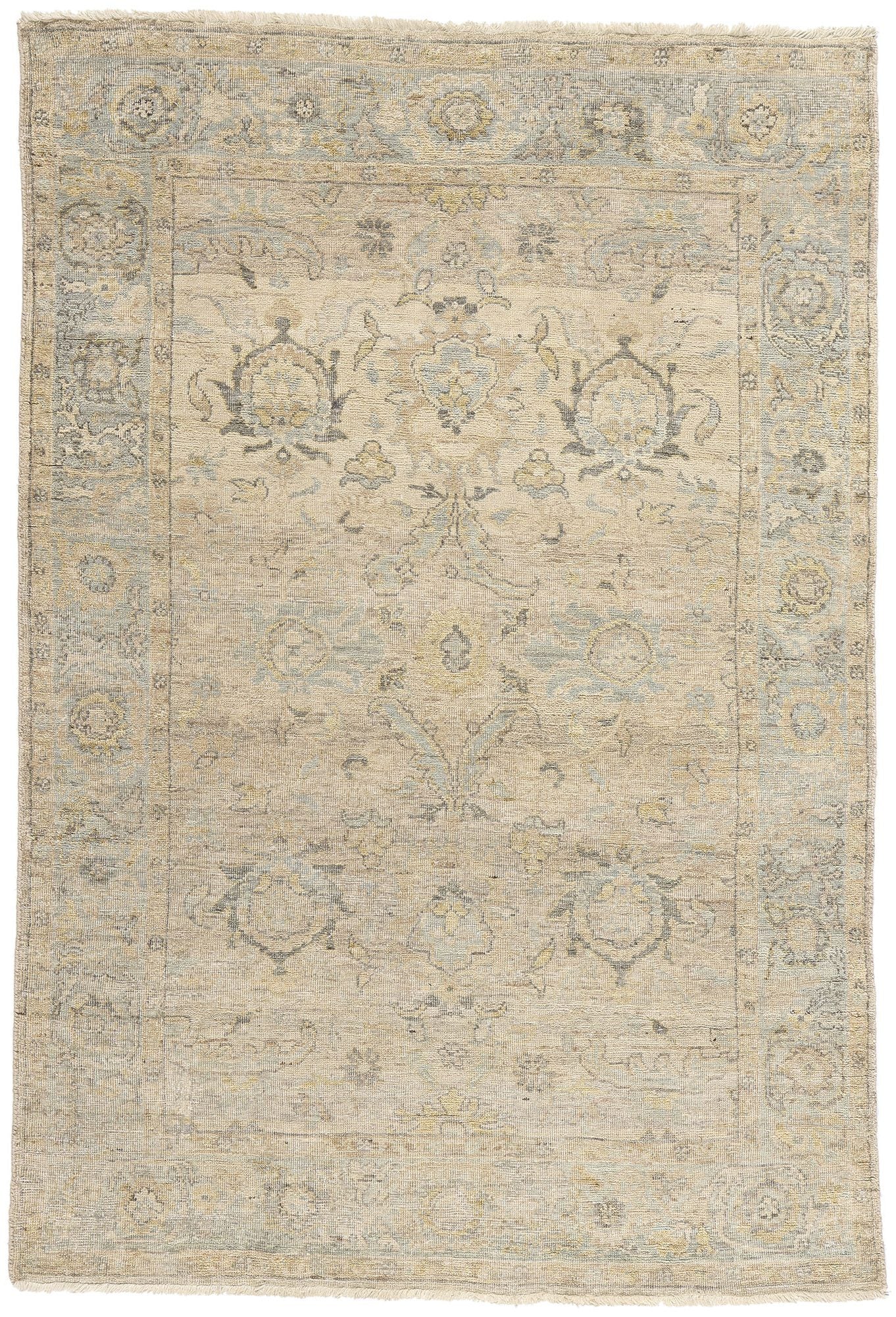 4 x 6 Vintage-Inspired Modern Earth-Tone Oushak Rug 31071