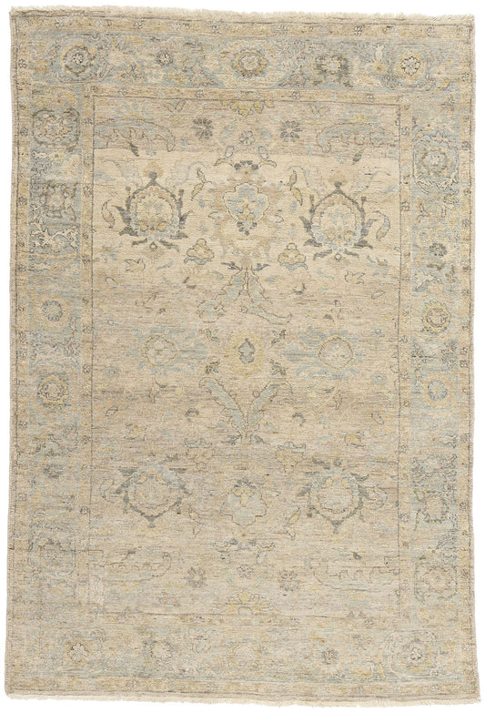 4 x 6 Vintage-Inspired Modern Earth-Tone Oushak Rug 31071
