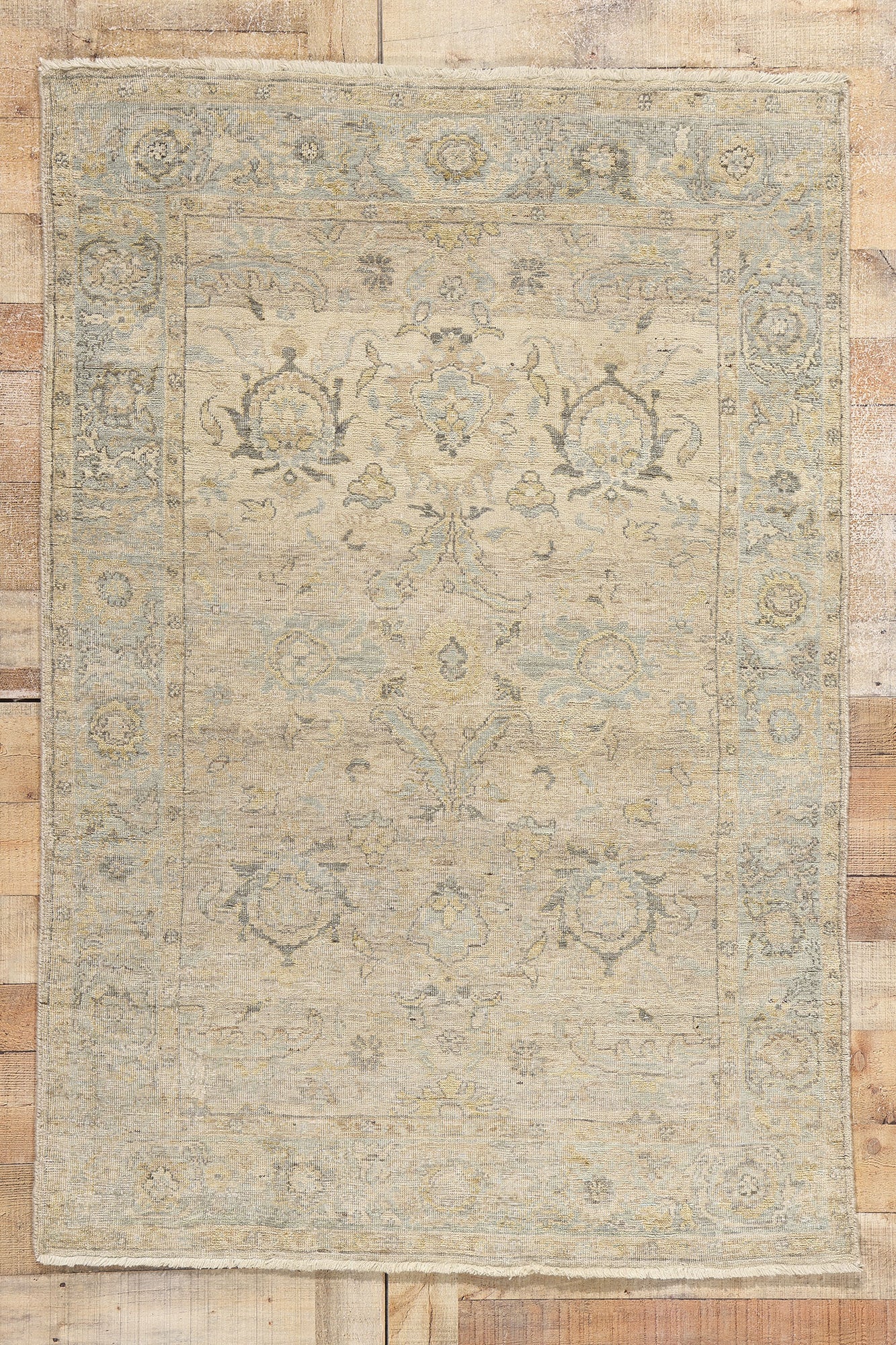 4 x 6 Vintage-Inspired Modern Earth-Tone Oushak Rug 31071