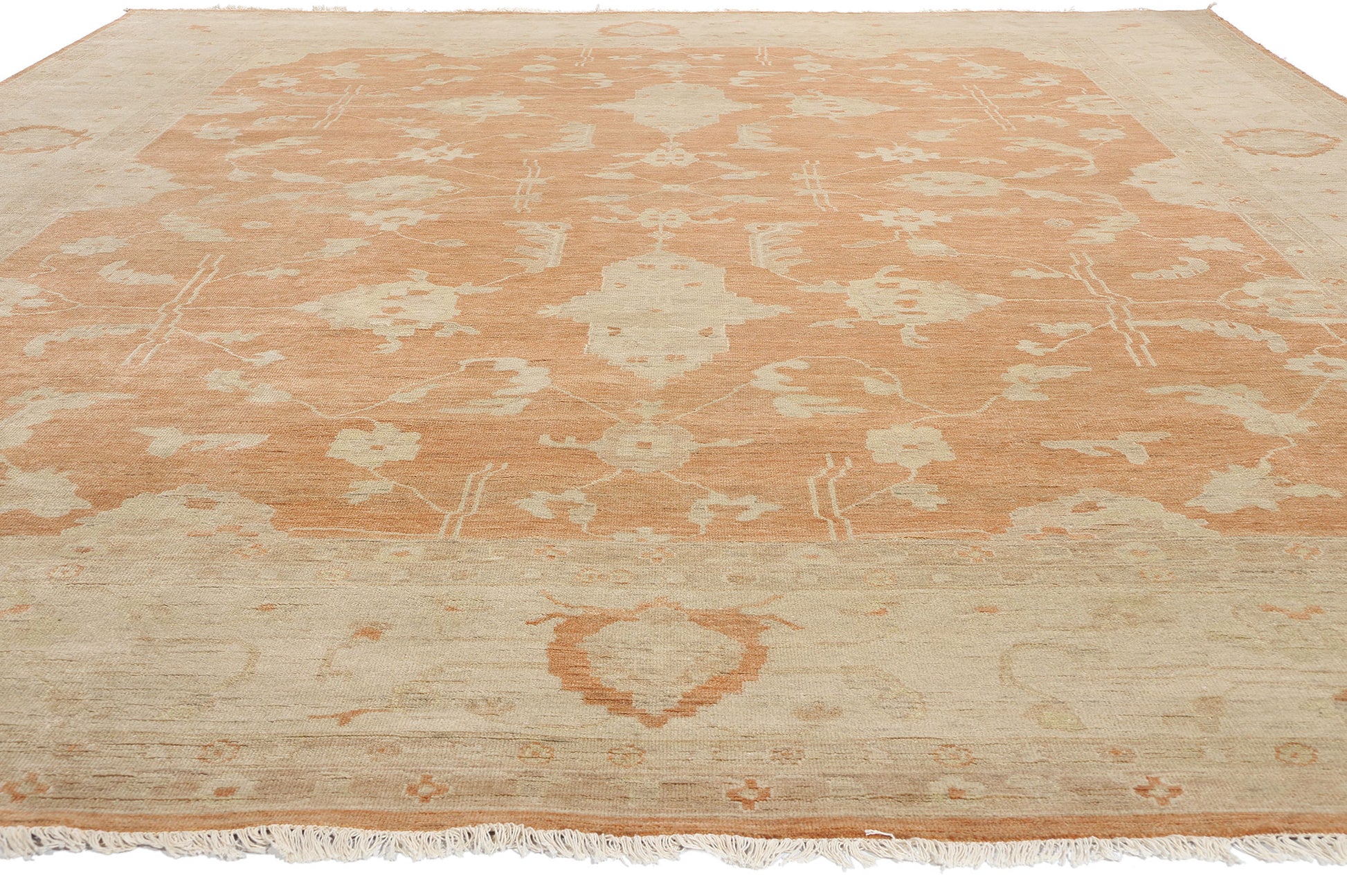 12 x 15 Vintage-Inspired Modern Orange Oushak 31077