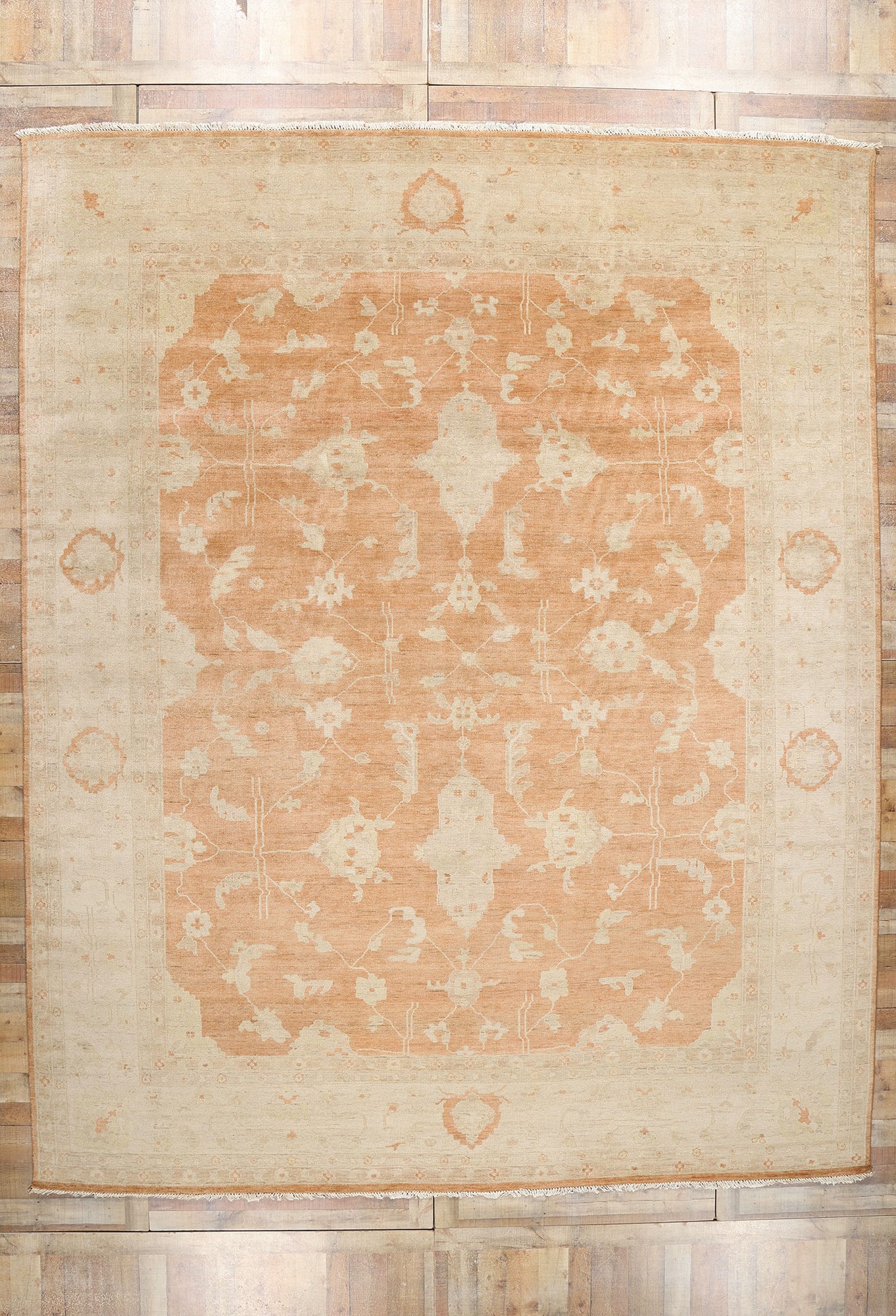 12 x 15 Vintage-Inspired Modern Orange Oushak 31077