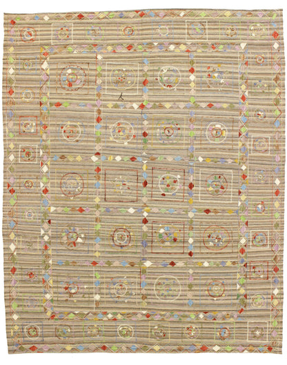 8 x 10 Vintage Afghan Uzbek Kilim Rug 80114