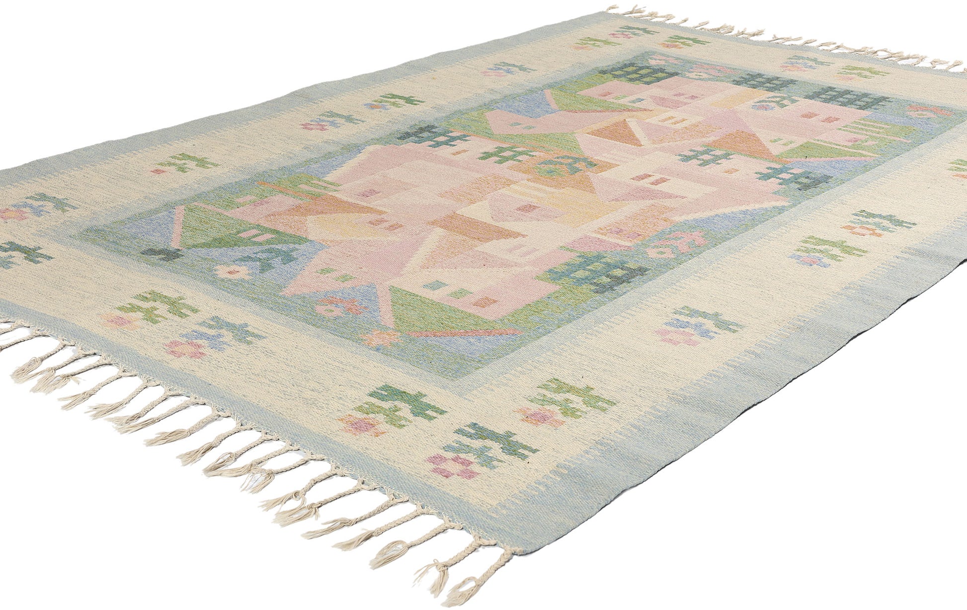 5 x 7 Vintage Swedish Pictorial Rollakan Rug 78819
